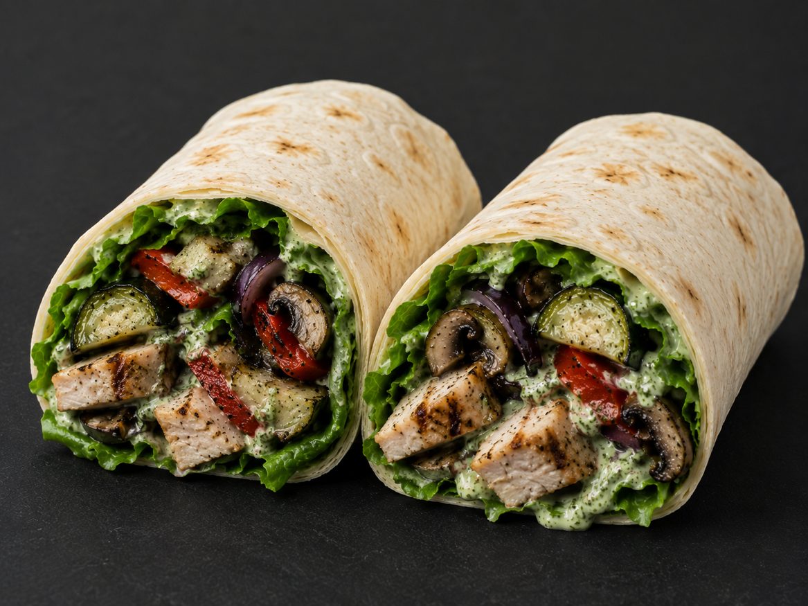 2. Roasted Veggies & Chicken Wrap.