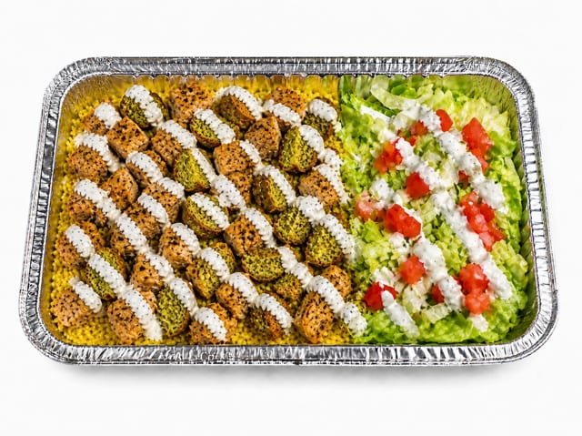 Chicken & Falafel Over Rice.