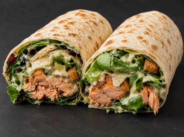 8. Grilled Salmon Caesar Wrap.