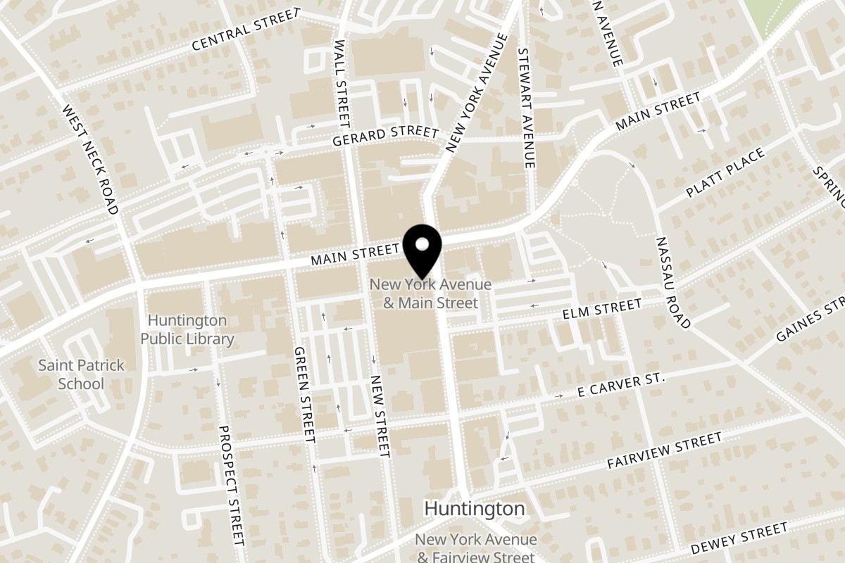 Map showing the location of European Republic Huntington on 337 New York Ave in Huntington